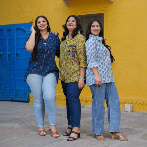 Butterscotch Beauty Floral Handblock Printed Cotton Shirt