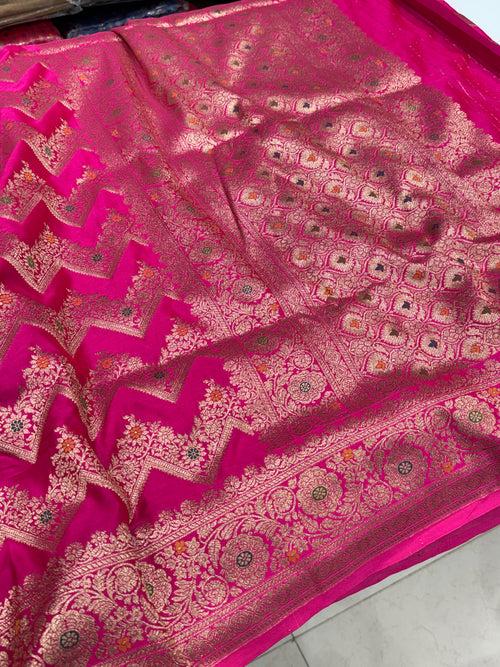 Rani Pink Banarasi Silk Saree