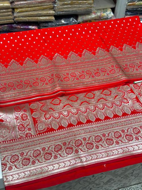 Red Banarasi Silk Small Butti Saree