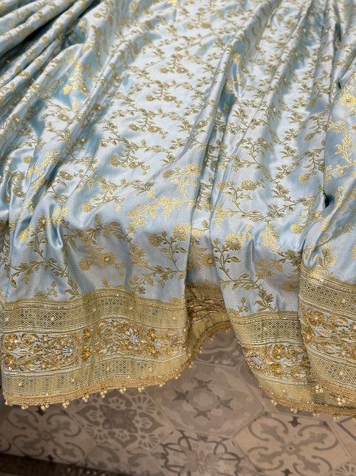 Light Blue Banarasi Zardosi Saree