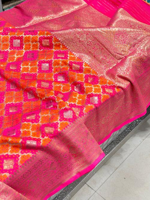 Banarasi Woven Bandhej Silk Saree