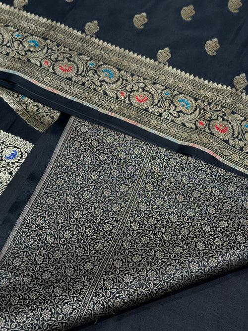 Black Banarasi Silk Meenakari Saree