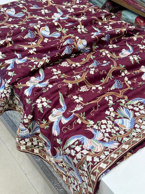 Wine Crepe Parsi Gara Saree