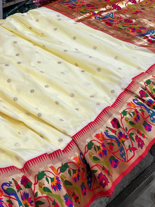 Beige Silk Paithani Saree