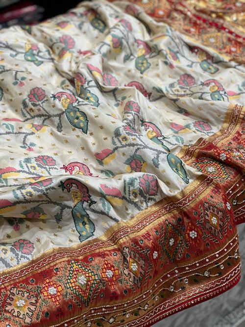 Patola Kutchi Embroidery Saree