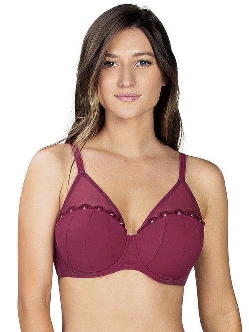 Paris Unlined wired demi bra- Deep Cherry - A1612