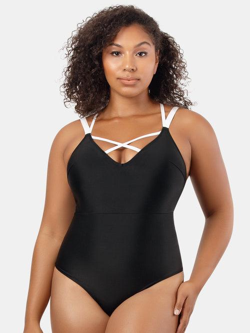 Lauren One-Piece Swimsuit - Black w White - S8226