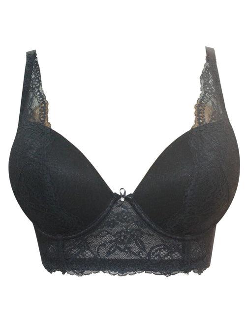 Sandrine Plunge Longline Bra - Black - P5351