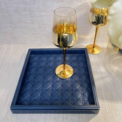 Small Amadeus Bevelled Glass Tray - Midnight Blue