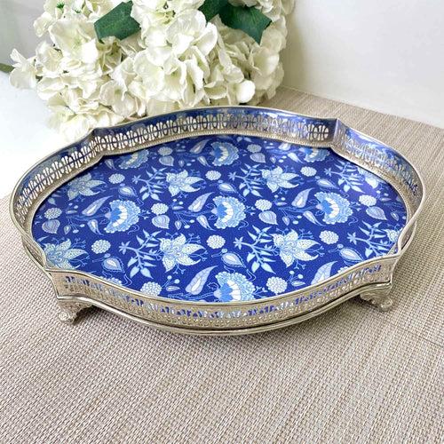 Patina Filigree tray - Blue