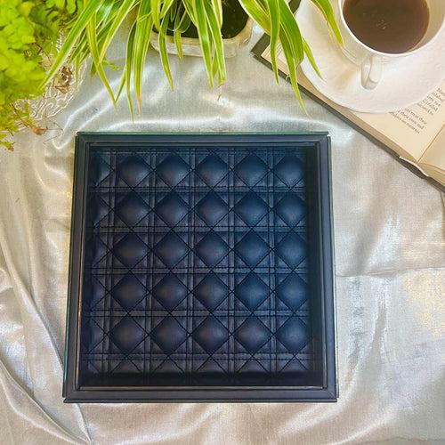 Medium Amadeus Bevelled Glass Tray - Midnight Blue