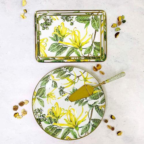 Serving Platters with Server, Gift Set of 5 -Borneo Botanicals Citrine