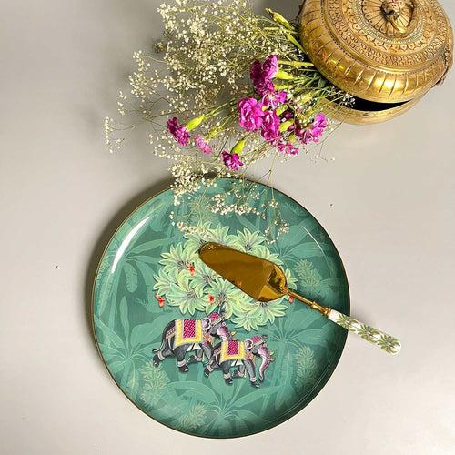 Round Serving Platter With Server, Gift Set of 2 - Royal Rambagh