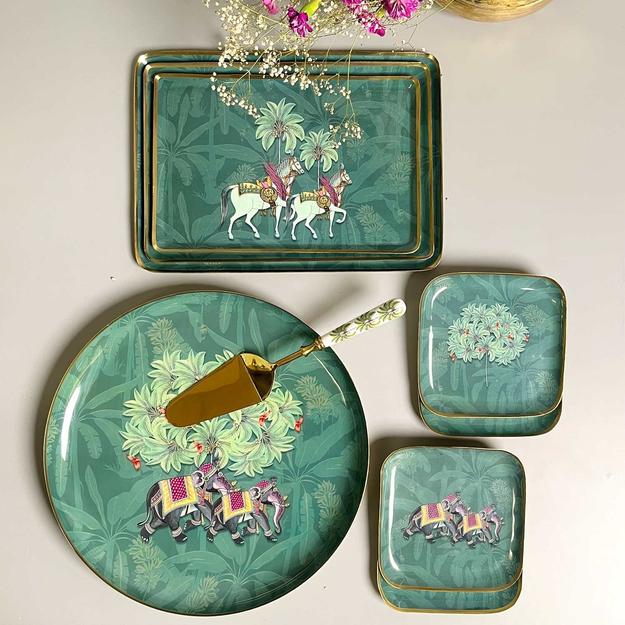 Serving platter with server, gift set of 9 -Royal Rambagh