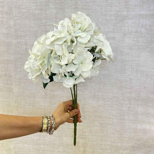Artificial Hydrangea Flower Stick - White