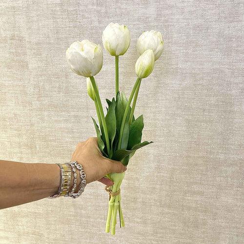 Artificial Tulip Flower Bunch - White