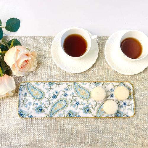 Long Serving Tray - Blue Paisley