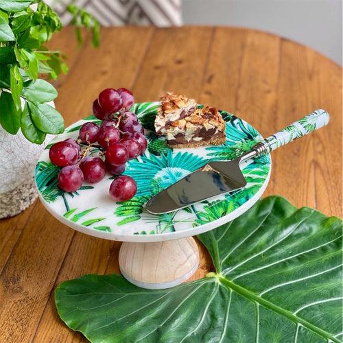 Marble Cake Stand With Cake Server - Amazonia Day