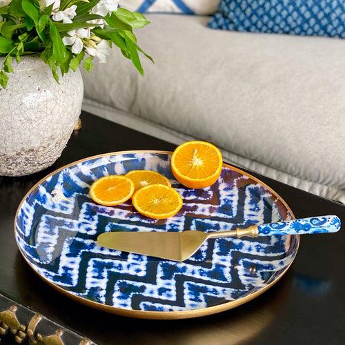 Round Serving Platter With Server, Gift Set of 2 - Bali Island