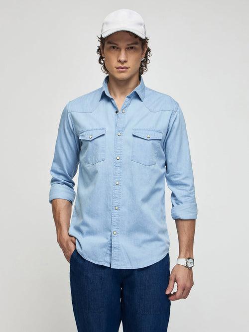 Double Pocket Silky Denim Shirt