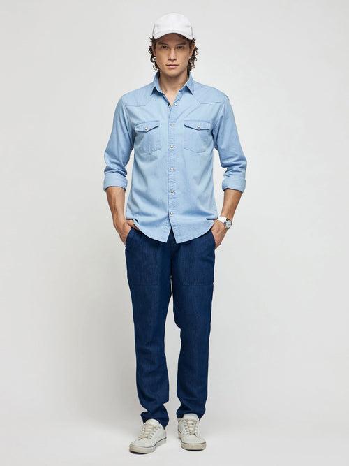 Double Pocket Silky Denim Shirt