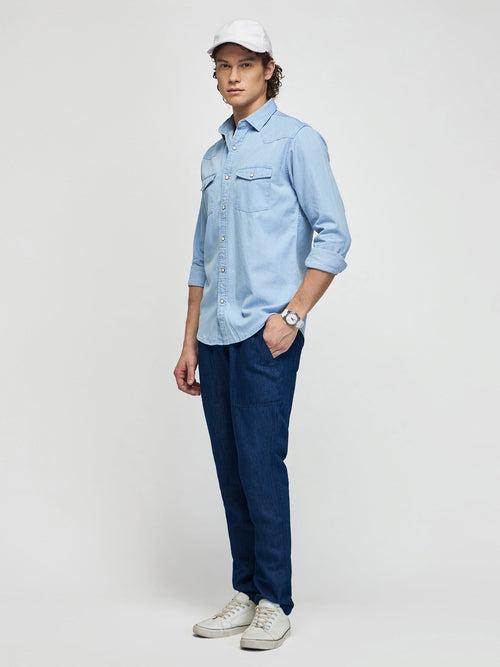 Double Pocket Silky Denim Shirt