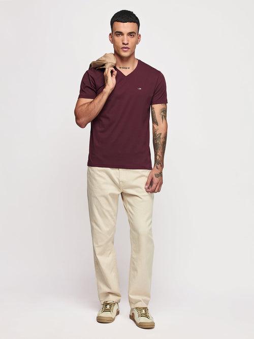 Cotton Stretch V-neck T-Shirt