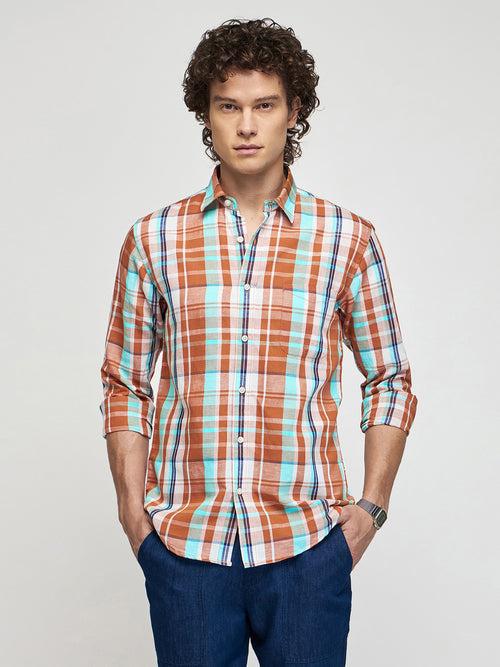 Checked Linen Cotton Shirt