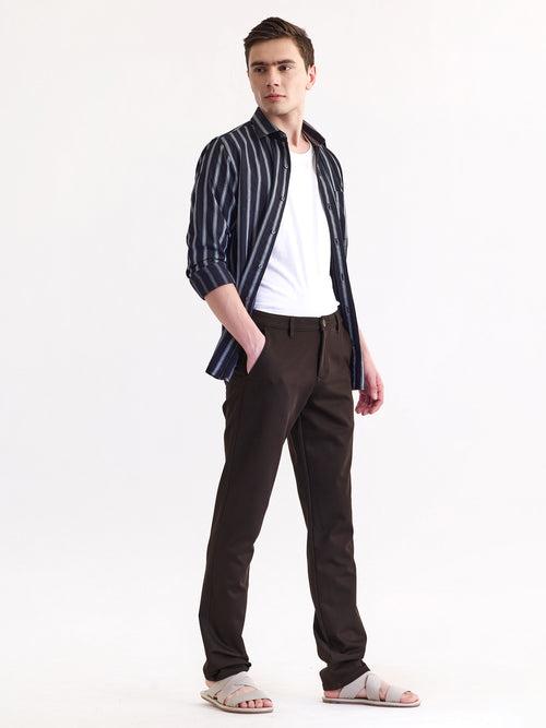 Brown Stretch Slim Fit Trouser