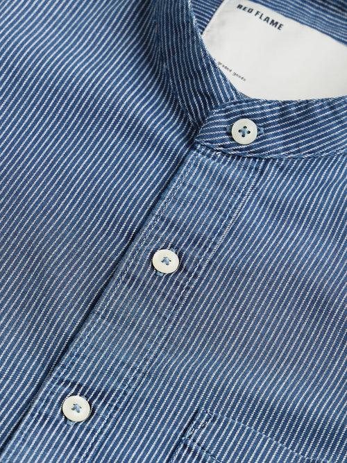 Striped Mandarin Collar Shirt