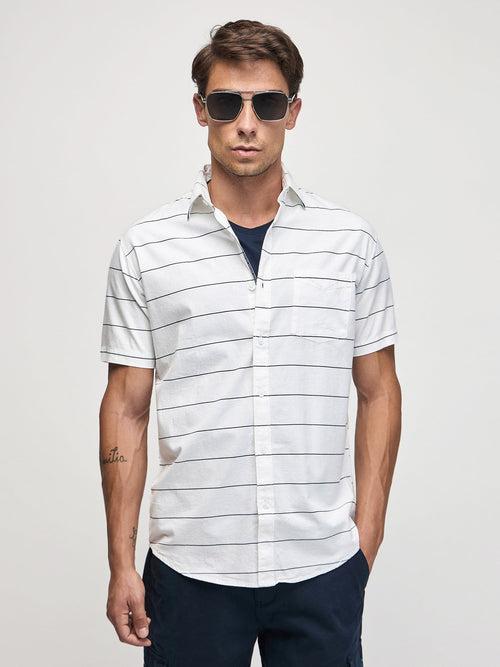 Horizontal Striped Short Sleeve Shirt