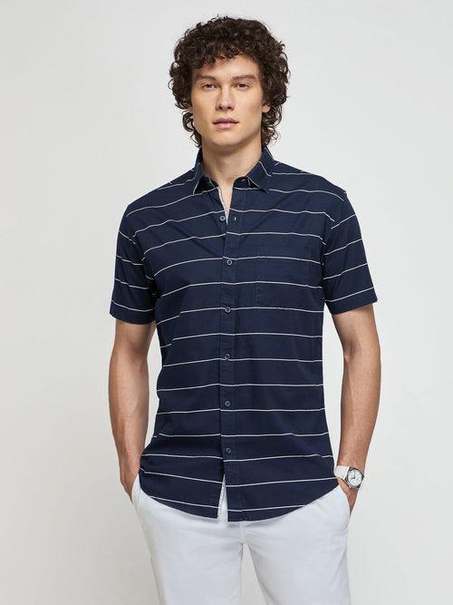 Horizontal Striped Short Sleeve Shirt