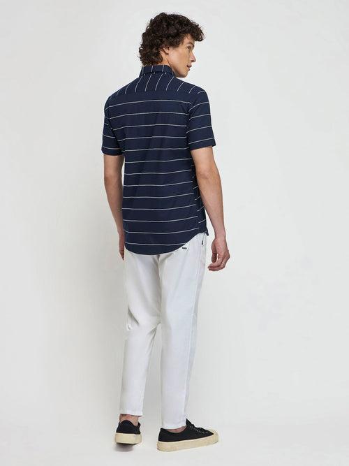 Horizontal Striped Short Sleeve Shirt