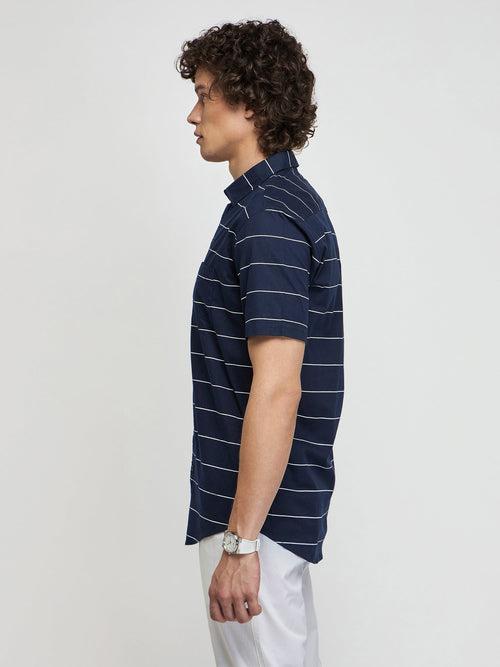 Horizontal Striped Short Sleeve Shirt