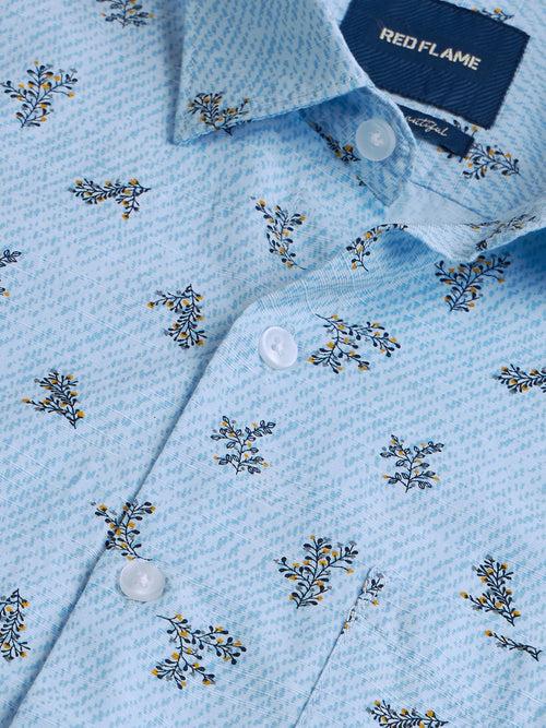 Micro Print Slub Cotton Shirt