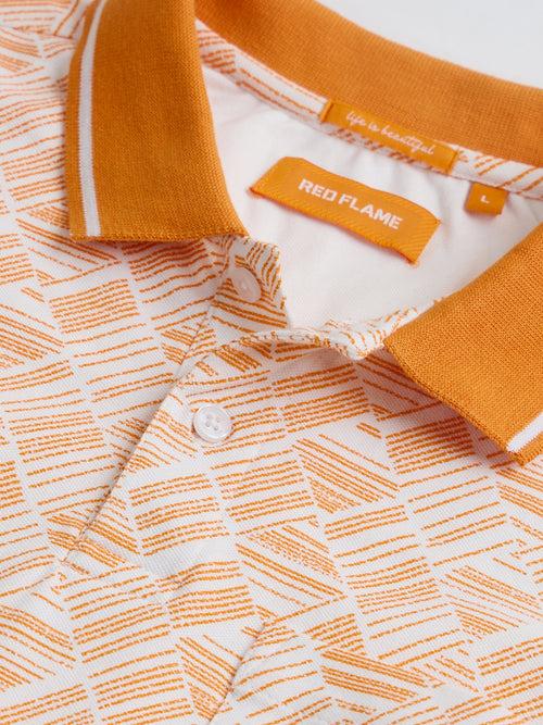 Geometric Print Polo With Pocket