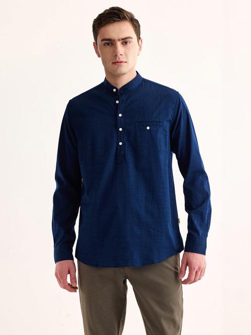 Navy Solid Kurta