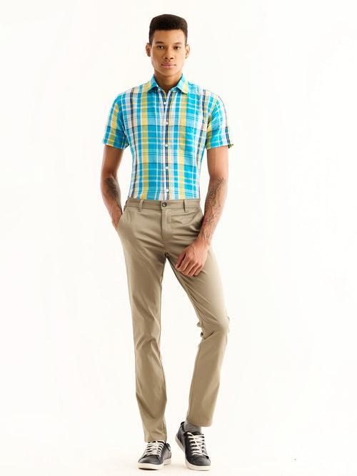 Cream Stretch Slim Fit Trouser