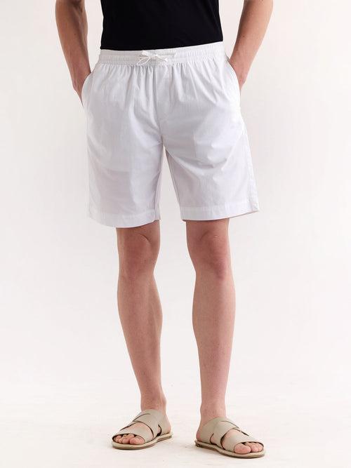 White Solid Stretch Short