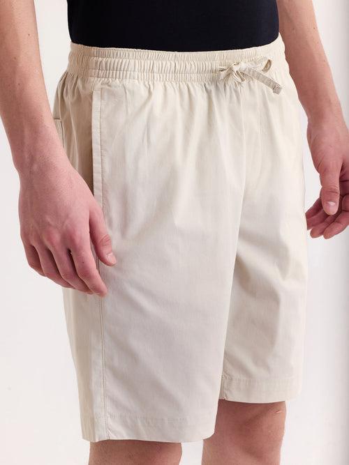 Cream Solid Stretch Short