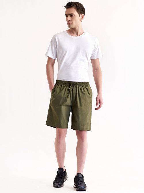 Green Solid Stretch Short