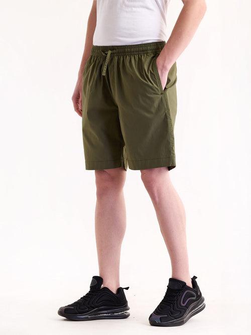 Green Solid Stretch Short