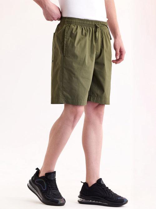 Green Solid Stretch Short