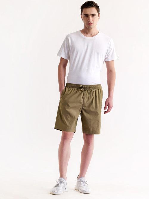 Khaki Solid Stretch Short