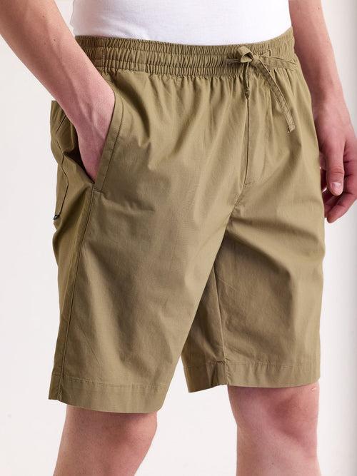 Khaki Solid Stretch Short