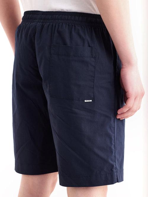 Navy Solid Stretch Short