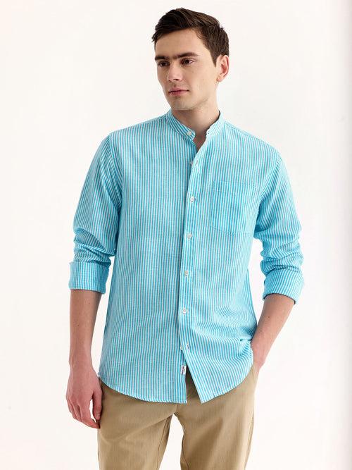 Blue Striped Linen Shirt