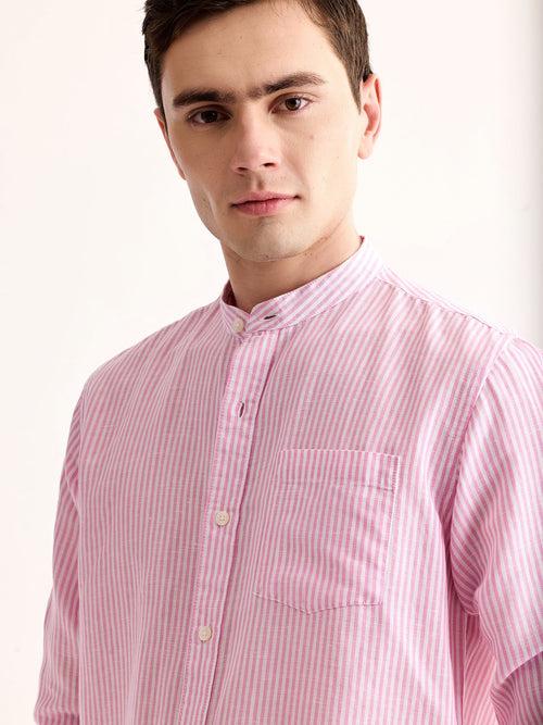 Pink Striped Linen Shirt