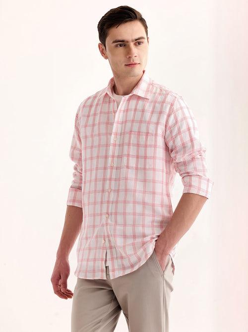 Pink Checked Linen Shirt