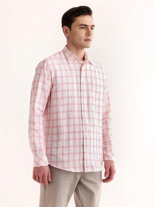 Pink Checked Linen Shirt